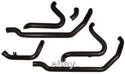 09-16 Harley Touring Black Stepped 2 True Duals Dual Head Pipes Exhaust 90335