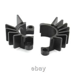 2x Black Finned Exhaust Pipe Head Heat Sink Fixing Clips For Street Twin 2016-23
