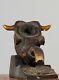 Antique Cast Iron Tobacco Pipe Rest Withuniversity Of Texas Seal & Bulls Head Pipe