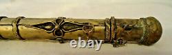 Antique Ornate Asian Filigree And Elephant Head Pipe 15 Long