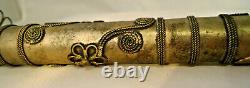 Antique Ornate Asian Filigree And Elephant Head Pipe 15 Long