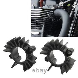 Black Exhaust Pipe Head Heat Sink Fixing Clips For SCRAMBLER 1200 XE 2019-2023