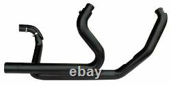 Black True Dual Stepped 2 Inlet Head Pipes Headers Exhaust 09-16 Harley Touring