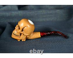 Death's Head Pipe, Scary Pipe, Skull Pipe from Meerschaum, Block Meerschaum Pipe