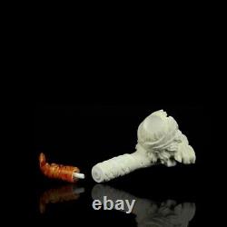 Erdogan Ege XL Size ZEUS Head Pipe New Block Meerschaum Handmade W Case#854