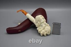 Erdogan Ege XL Size ZEUS Head Pipe New Block Meerschaum Handmade W Case#854