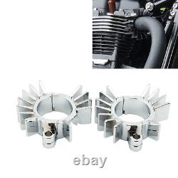 Finned Exhaust Pipe Head Heat Sink Fixing Clips For Street Twin Silver 2016-2023