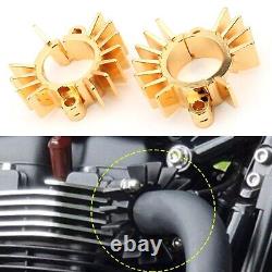 Gold Exhaust Pipe Head Heat Sink Fixing Clips For Triumph Bonneville T120