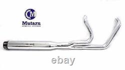 Mutazu Chrome Cannon 4 2 into 1 Muffler Exhaust Set for 95-2017 Harley softail