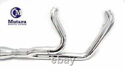 Mutazu Chrome Cannon 4 2 into 1 Muffler Exhaust Set for 95-2017 Harley softail