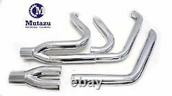 Mutazu Chrome Cannon 4 2 into 1 Muffler Exhaust Set for 95-2017 Harley softail