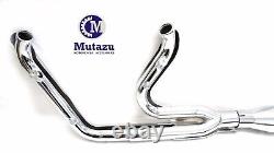 Mutazu Chrome Cannon 4 2 into 1 Muffler Exhaust Set for 95-2017 Harley softail