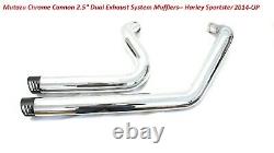 Mutazu Chrome Shortshots 2.5 Dual Exhaust Mufflers fit Harley Sportster 14-UP