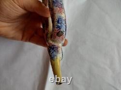 RARE c1810 GEORGIAN PRATTWARE POTTERY COIL SNAKE MAN'S HEAD PIPE- RESTORED