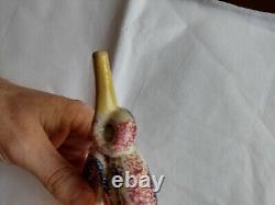 RARE c1810 GEORGIAN PRATTWARE POTTERY COIL SNAKE MAN'S HEAD PIPE- RESTORED