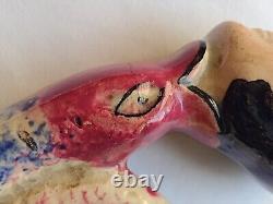 RARE c1810 GEORGIAN PRATTWARE POTTERY COIL SNAKE MAN'S HEAD PIPE- RESTORED