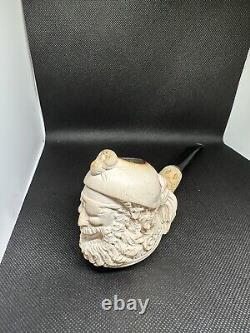 Rare Vintage Meerschaum Hand Carved Figurine Pirate Head Pipe With Great Patina