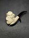 Vtg, Meerschaum/ Turkish Hand Carved, Sultan Bearded Head Pipe With Case, Unused