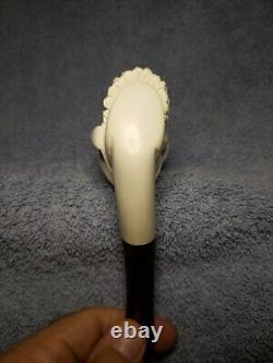 VTG, Meerschaum/ Turkish Hand Carved, Sultan Bearded Head pipe with case, Unused