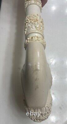 Vintage Extra Long Carved Meerschaum Sultan Head Pipe