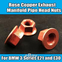 X8 Nuts For BMW E30 E21 Exhaust Manifold Pipe Head Nuts Stud M8 Flange Copper